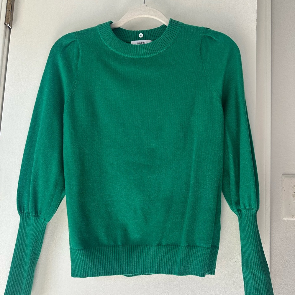 SUNCOO Vibrant Green Crew Neck Sweater